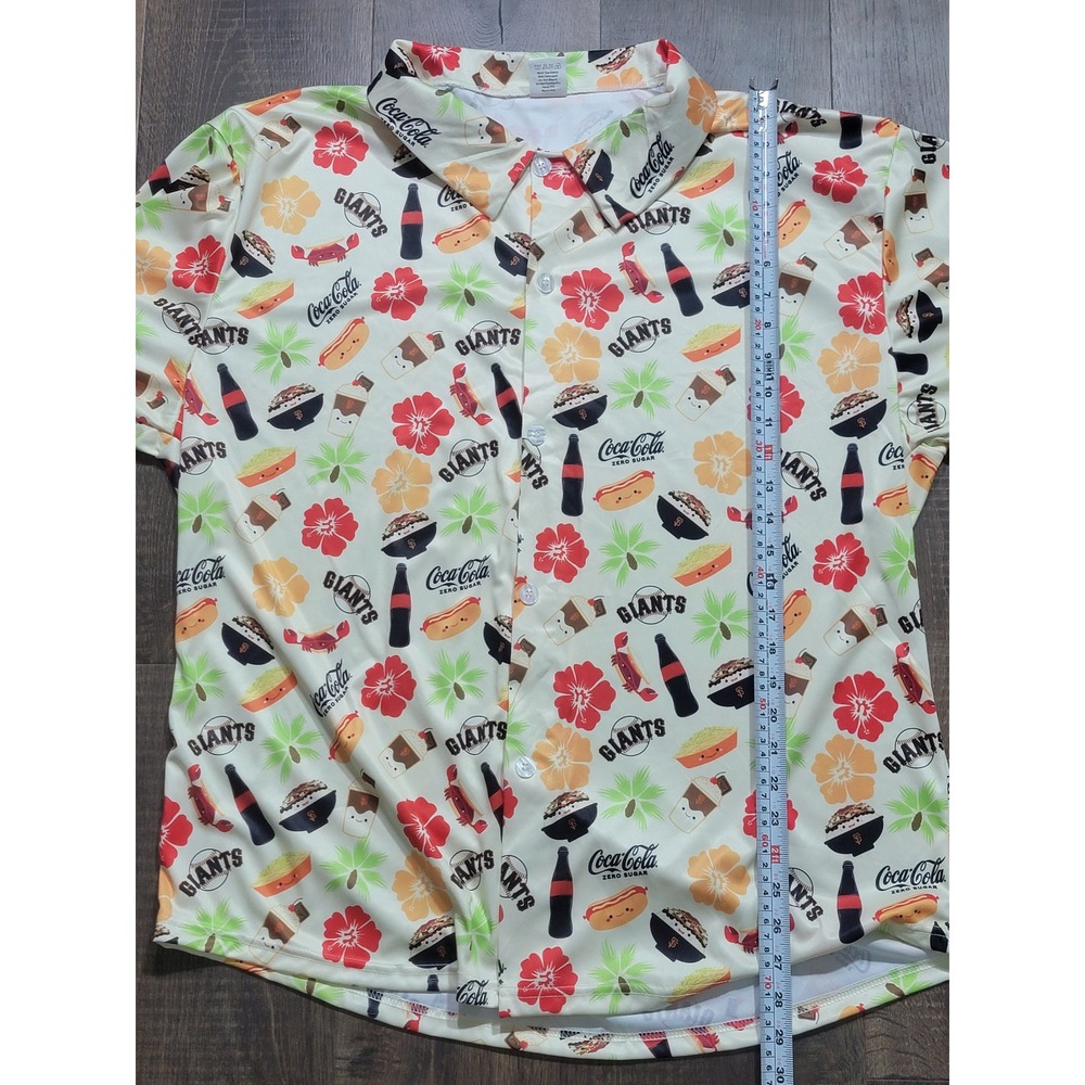 San Francisco Giants Coca-Cola Aloha Shirt Mens XL Cream‎ All Over Print MLB